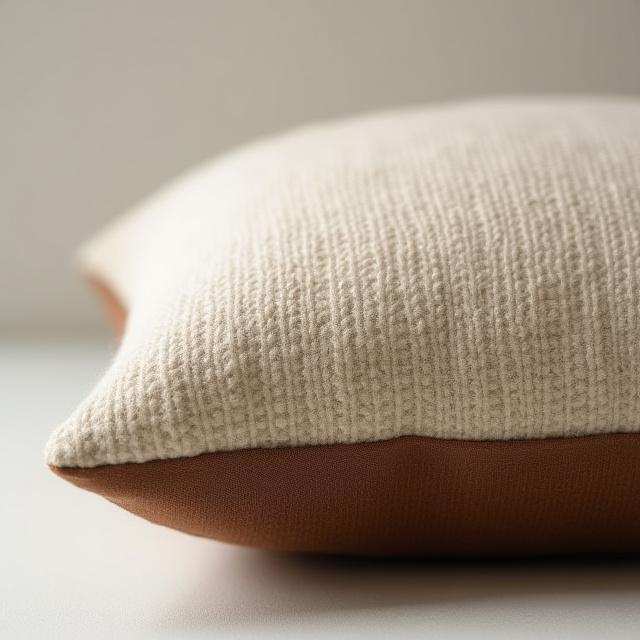 Artisan organic cotton cushion in earth tones