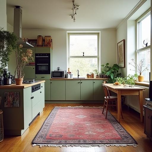 A customer's Hackney studio flat, elegantly zoned with Loom & Leaf textiles.